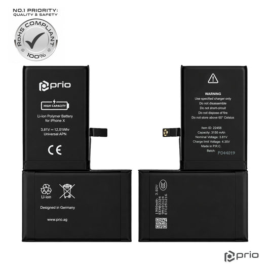 prio Hochleistungsakku für iPhone X (3150 mAh) - Universal APN -