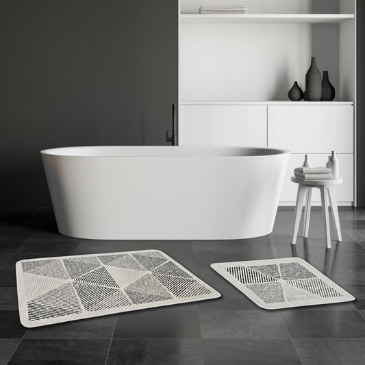 Miqna 2-tlg. rutschfestes Badteppich Set , waschbar (60x100 & 50x60 cm)