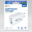 prio Wandladegerät GaN Power 65W PD PPS (USB C) + QC 3.0 (USB A) weiß