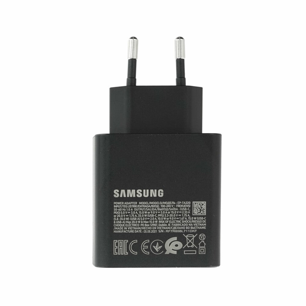 Original Samsung 35 Watt Schnellladegerät für USB-C + USB-A EP-TA220NBEGEU