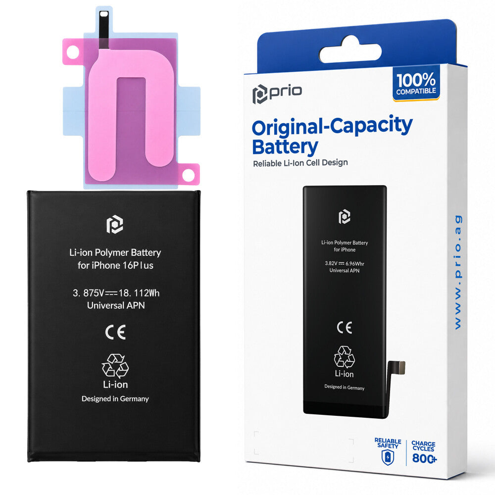 prio Akkuzelle für iPhone 16 Plus (ohne Flex-Kabel)