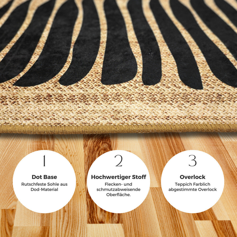 Miqna 2-tlg. rutschfestes Badteppich Set , waschbar (60x100 & 50x60 cm)