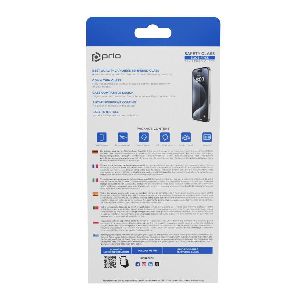 prio 10x 3D Panzerglas Displayschutzfolie für iPhone iPhone 17 Air (6,5 Zoll) schwarz Hauptbild