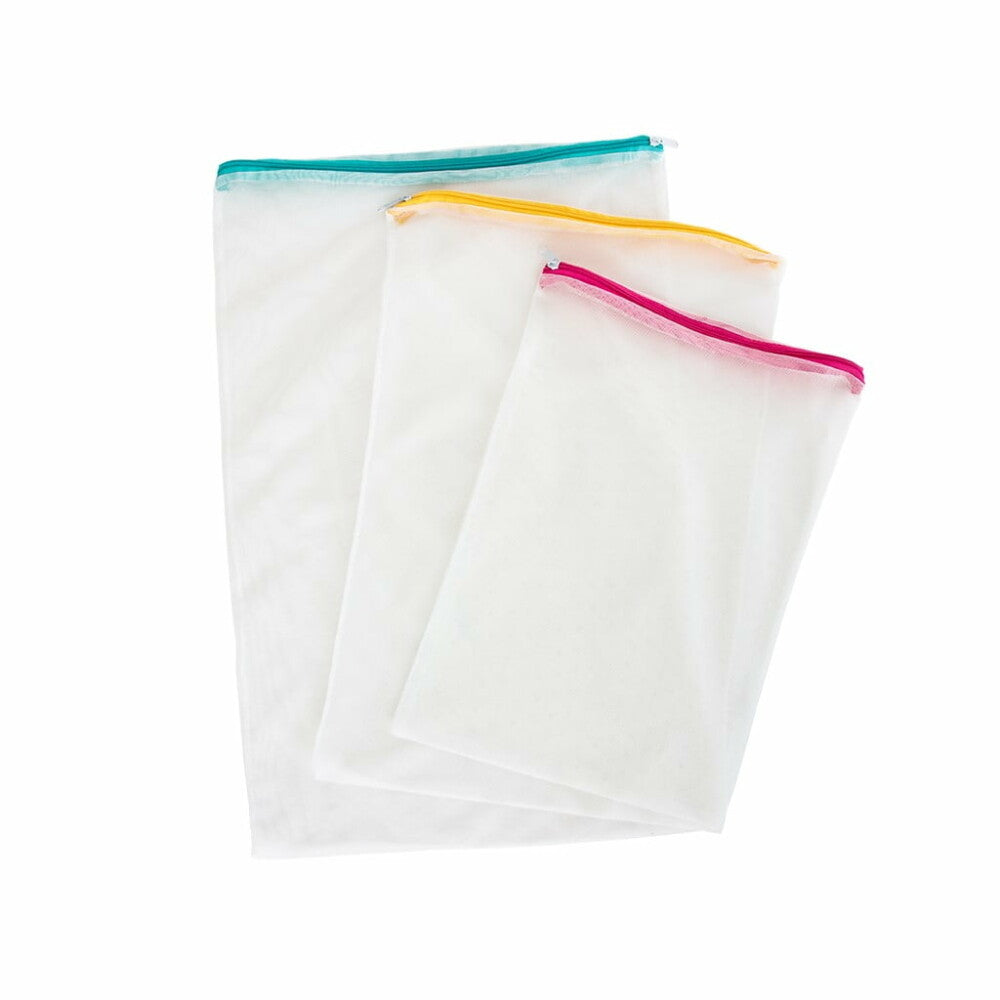 Set of 3 laundry nets – washing machine, zipper, multiple sizes