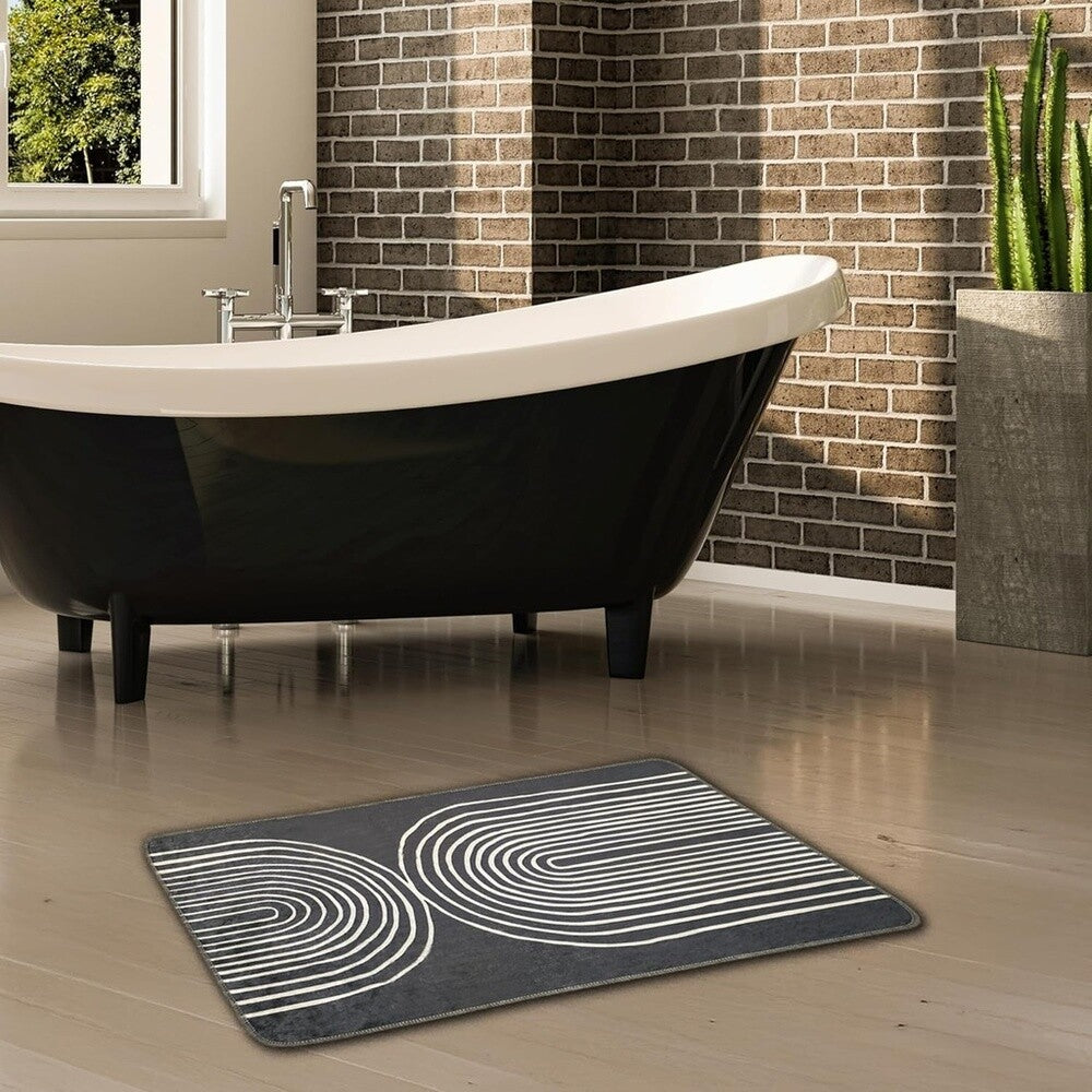 Miqna 2-tlg. rutschfestes Badteppich Set , waschbar (60x100 & 50x60 cm)