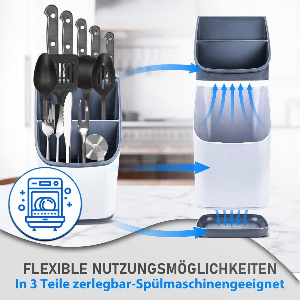 Besteck Organizer, 13×13,5×23 cm, Plastik, Weiß