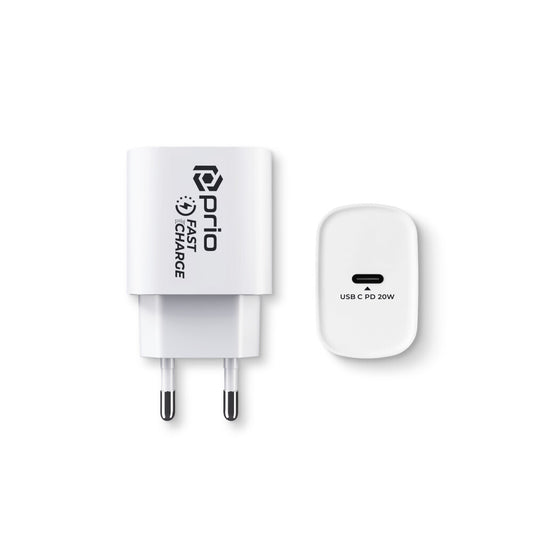 prio Fast Charge wall charger 20W PD (USB C) white