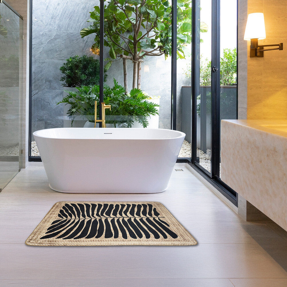 Miqna 2-tlg. rutschfestes Badteppich Set , waschbar (60x100 & 50x60 cm)