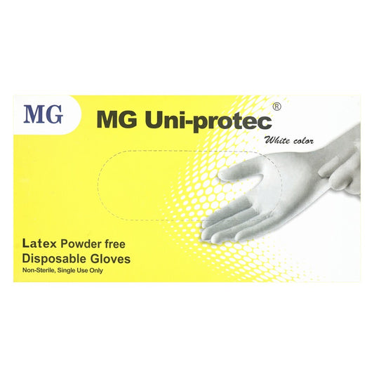 MG Uni-Protec latex gloves, powder-free, 100 pieces, size L, white