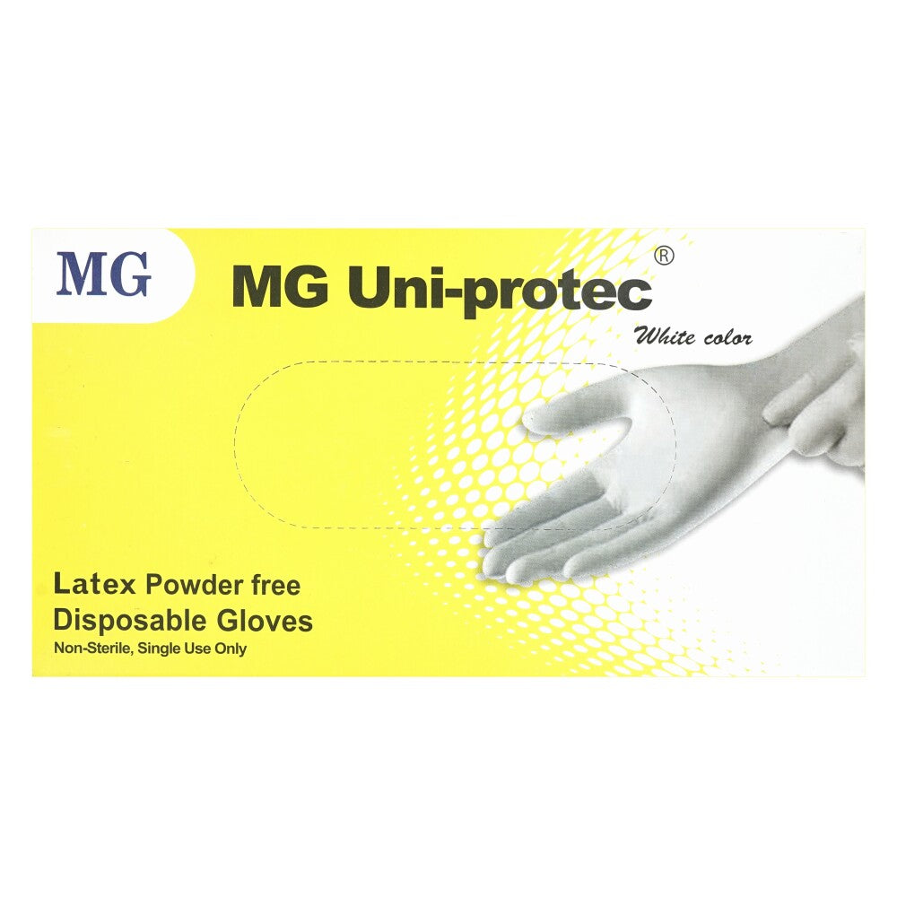 MG Uni-Protec latex gloves, powder-free, 100 pieces, size L, white