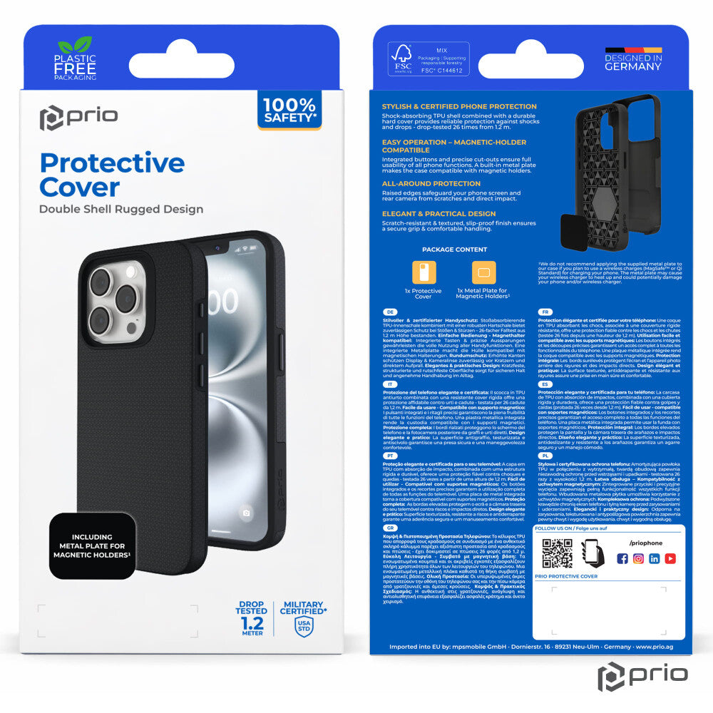 Prio Schutzhülle für iPhone 18 Pro / 17 Pro schwarz