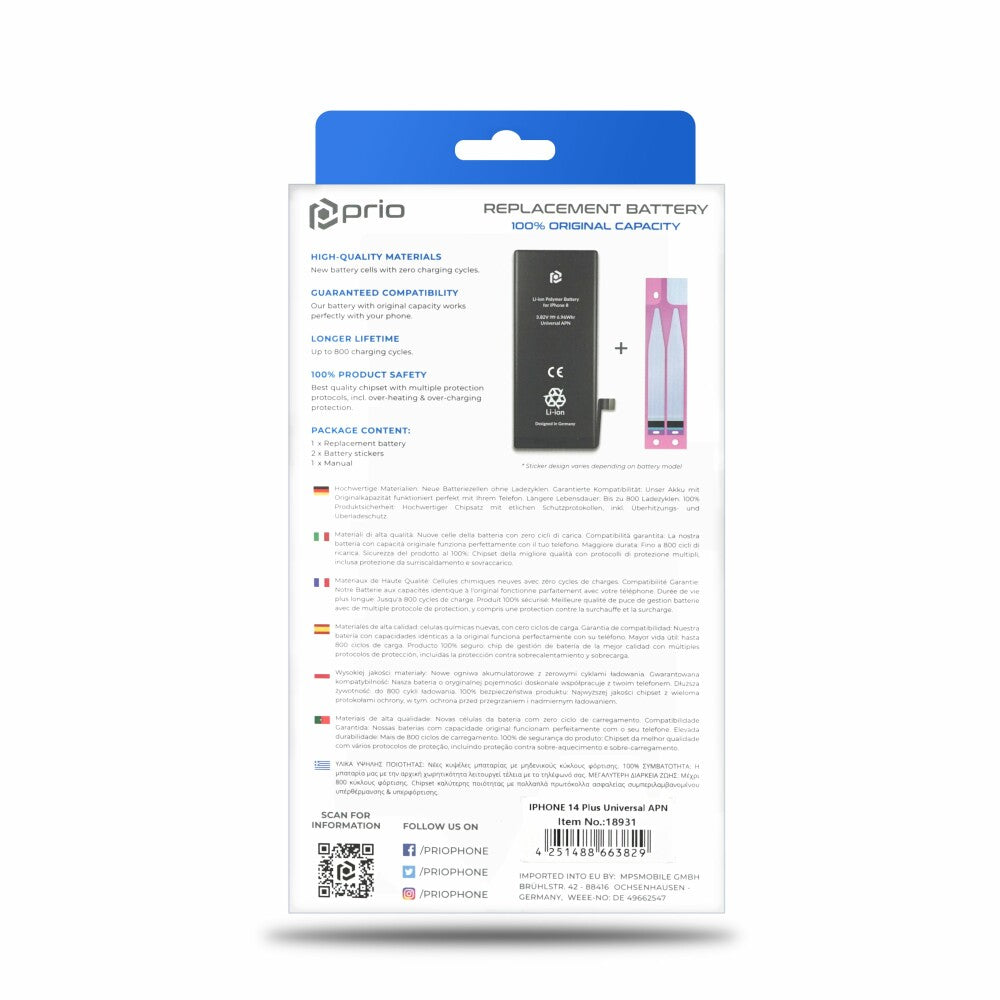 prio Battery for iPhone 14 Plus (Universal APN)