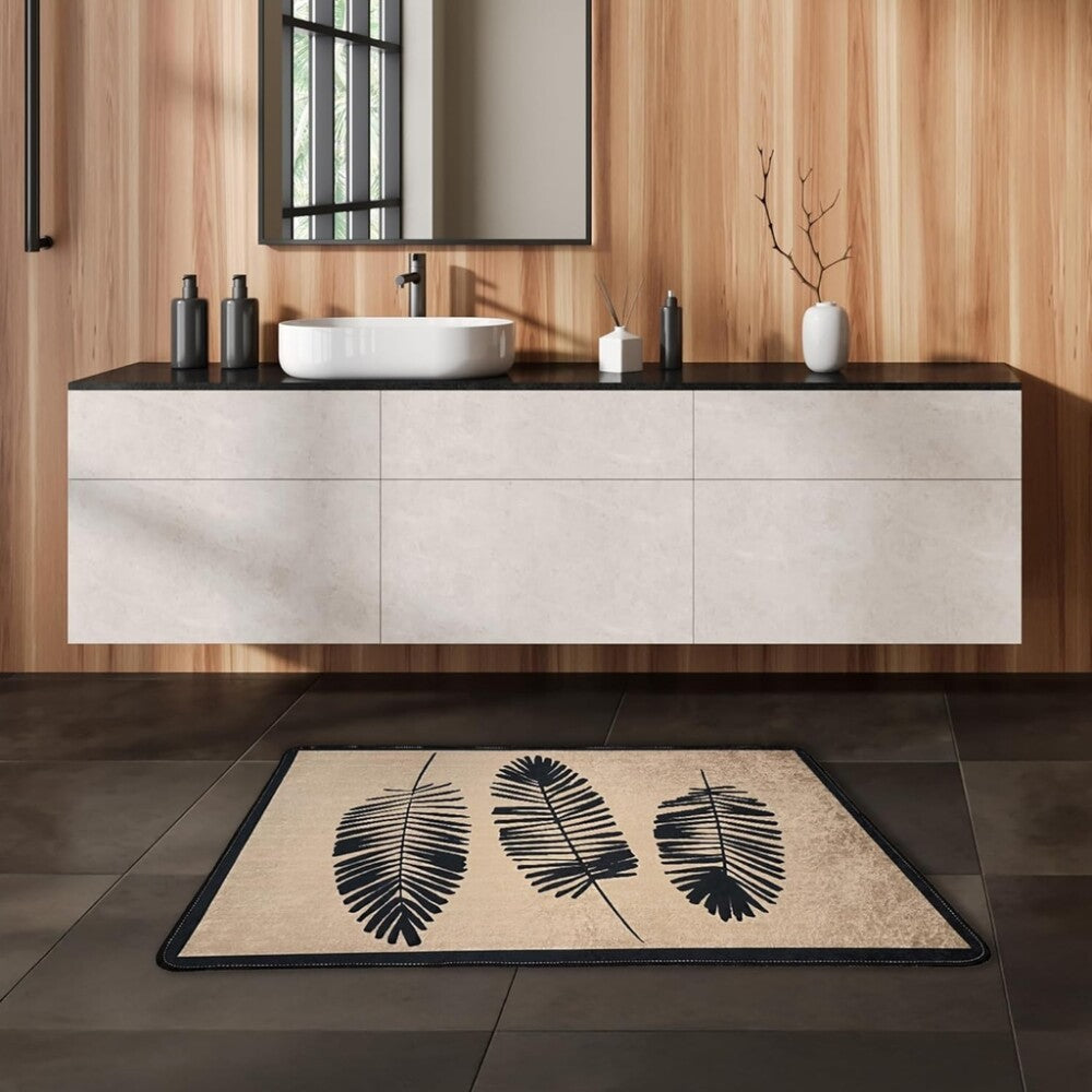 Miqna 2-tlg. rutschfestes Badteppich Set , waschbar (60x100 & 50x60 cm)