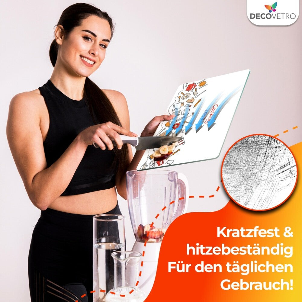 Decovetro Schneidebrett Glas |40x30cm | Glasschneidebrett | Leicht zu reinigen