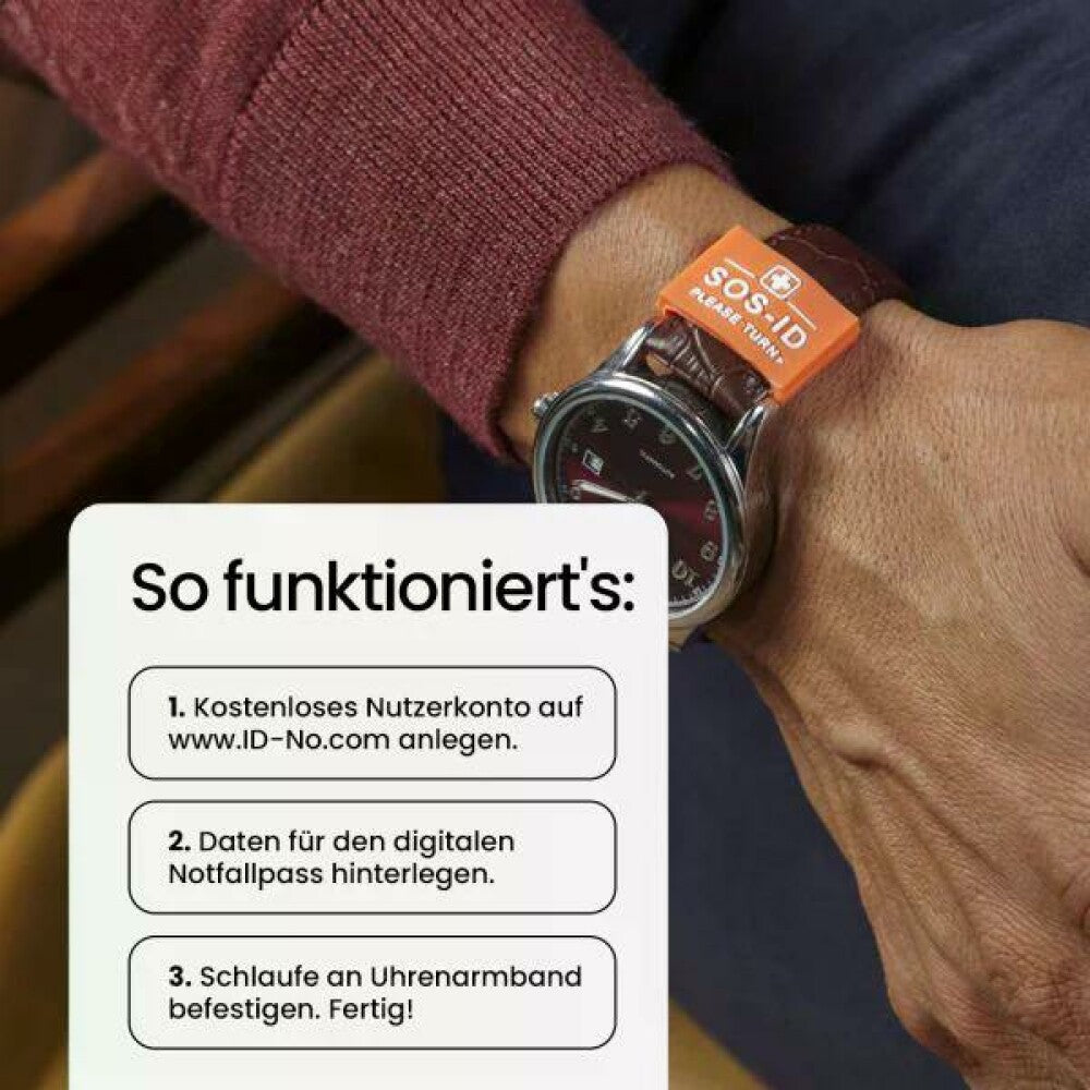 SOS-ID-Armbandschlaufe. Innovativ und angenehm zu tragen. Orange Hauptbild