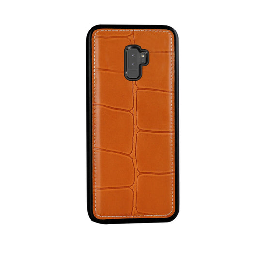 Genuine Leather Protective Case for Samsung Galaxy S9 port orange