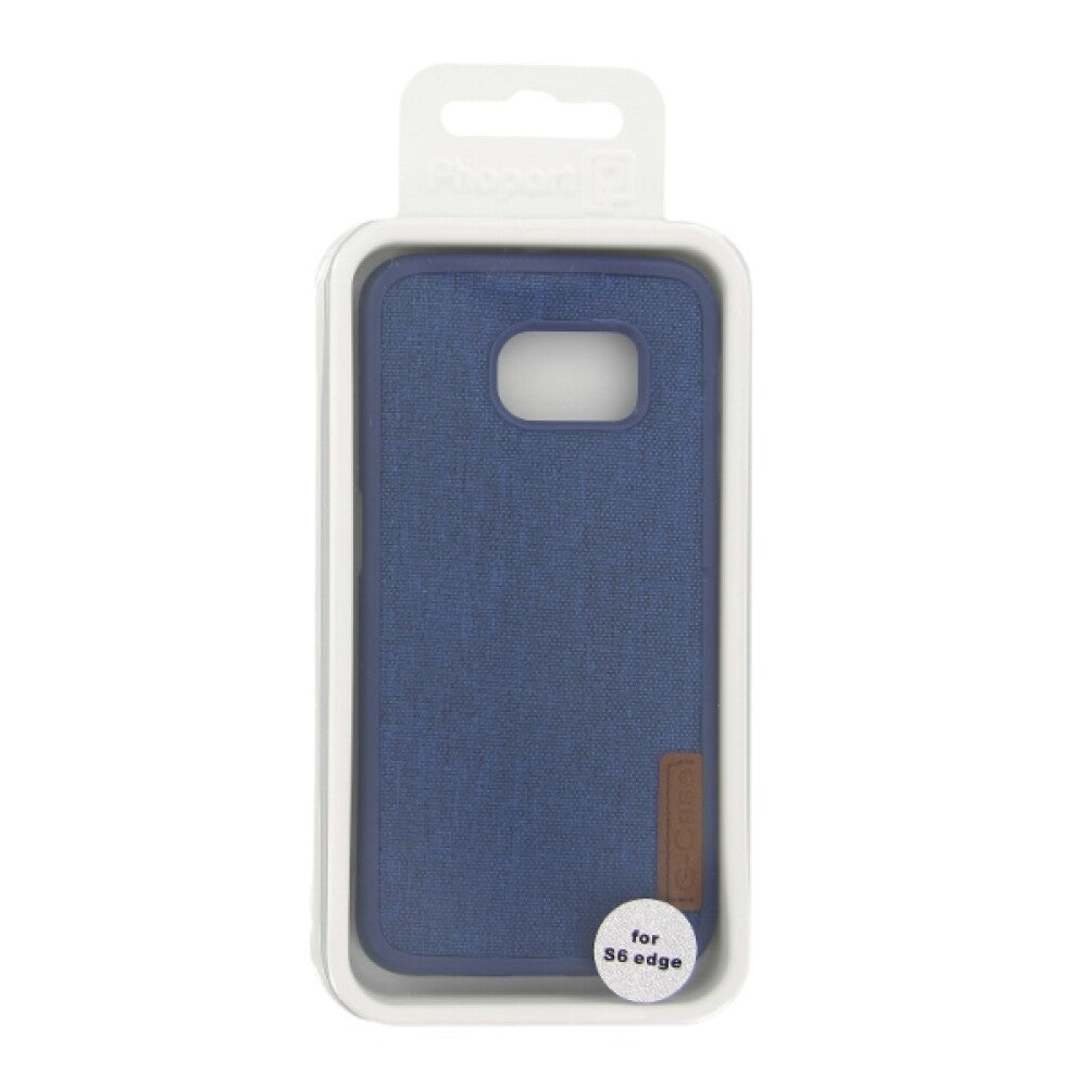 Silicone Case / Gehäuse / Tasche mit Textile für Samsung S6 Edge - Blau