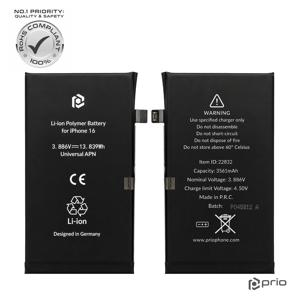 prio Akku für iPhone 16 (Universal APN)