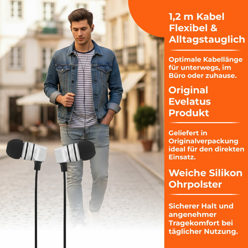 Original Evelatus EEP01 Kopfhörer schwarz - Datenkabel Handy Ladekabel