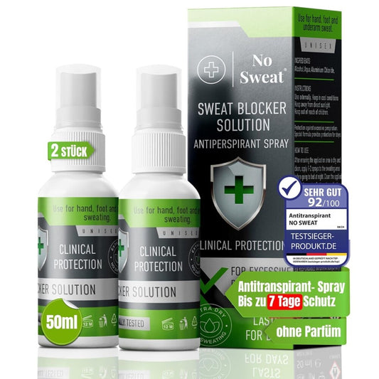 No Sweat Antitranspirant Spray 50 ml – Extra Stark, 7 Tage Schutz gegen Schwitzen x2