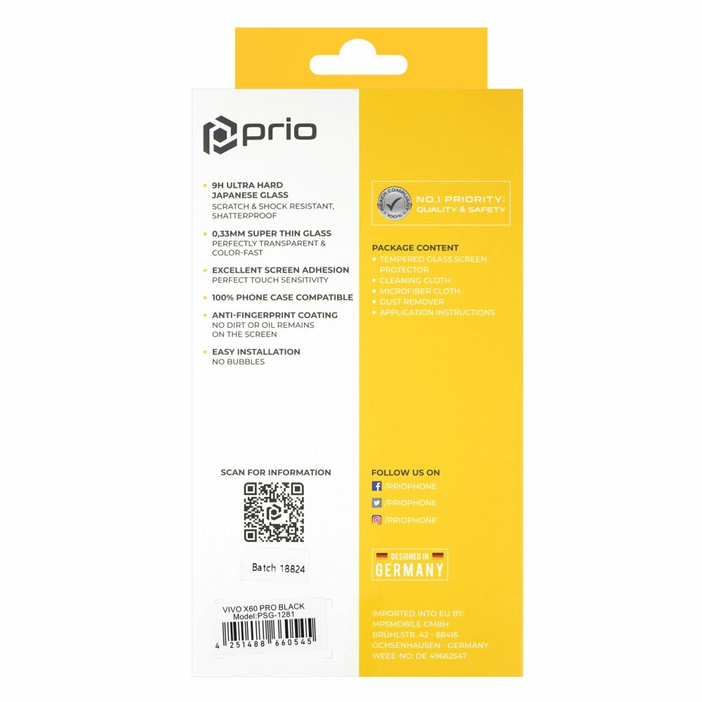 prio 3D screen protector glass for VIVO X60 Pro black