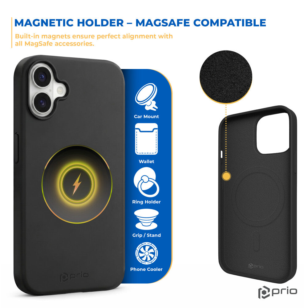 prio Liquid Silicone Case MAG für iPhone 16 (6,1 Zoll) schwarz