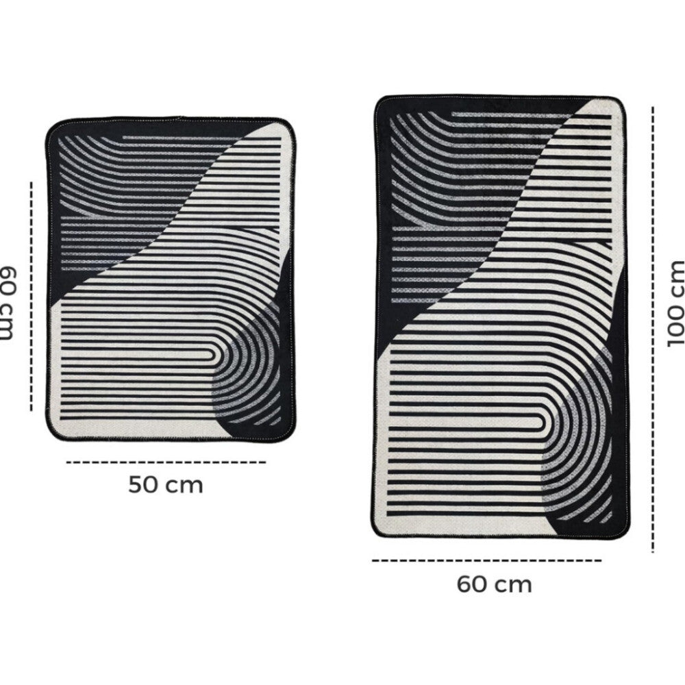 Miqna 2-tlg. rutschfestes Badteppich Set , waschbar (60x100 & 50x60 cm)