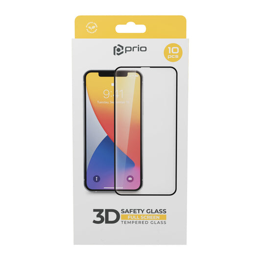 prio 10x 3D-Displayschutz aus gehärtetem Glas für iPhone 15 Pro (6,1 Zoll) schwarz