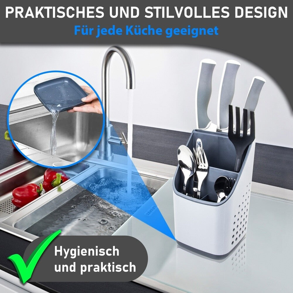 Besteck Organizer, 13×13,5×23 cm, Plastik, Weiß