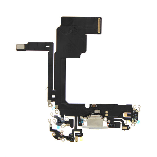 OEM charging port flex for iPhone 15 Pro, white titanium