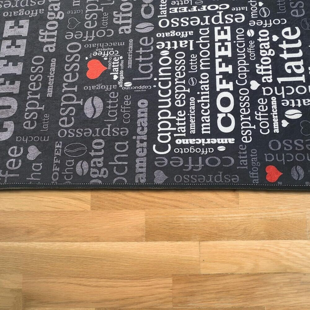 miqna Moderner Küchenteppich Gel Läufer Grau Weiß Schwarz Natural Coffee Design Hauptbild