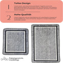 Miqna 2-tlg. rutschfestes Badteppich Set , waschbar (60x100 & 50x60 cm)