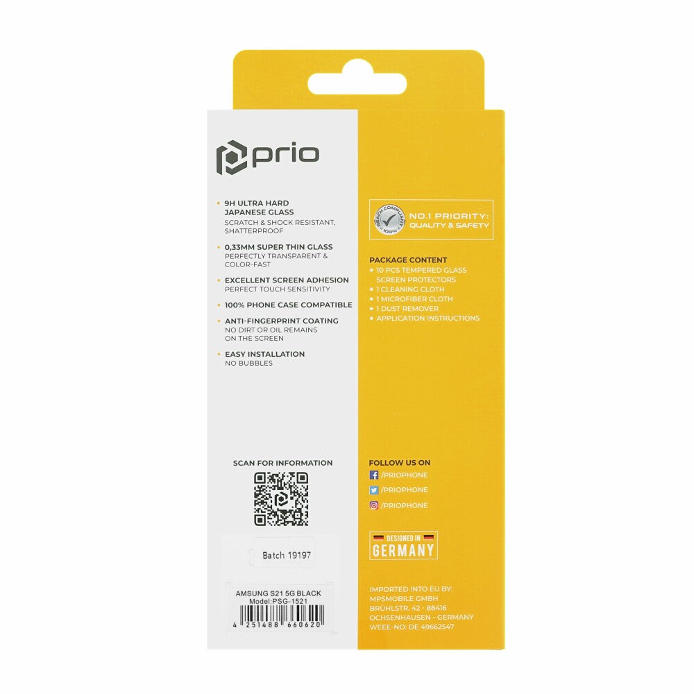 prio 10x 3D screen protector glass for Samsung S21 5G black