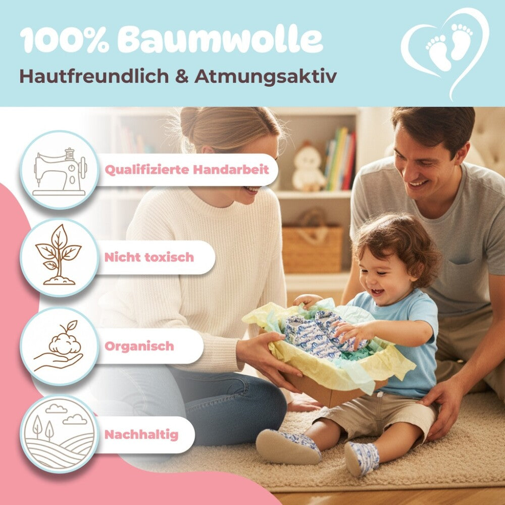 Kokopatik Organic Baumwolle Baby Hausschuhe rutschfest Neugeborene Mondruf