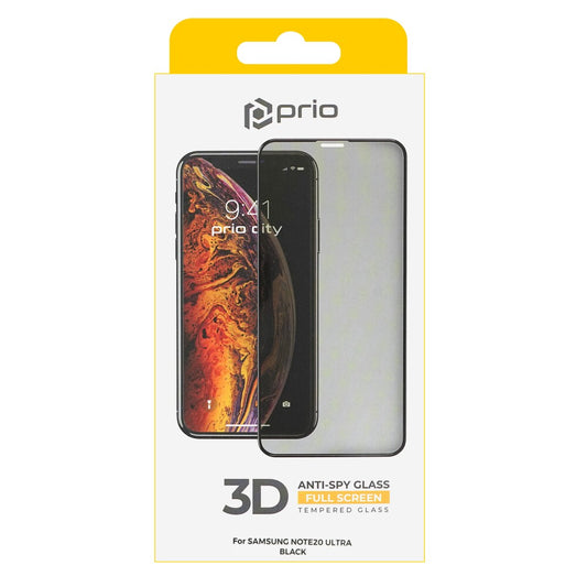 prio 3D Anti-Spy Screen Protector Glass for Samsung Note20 Ultra black