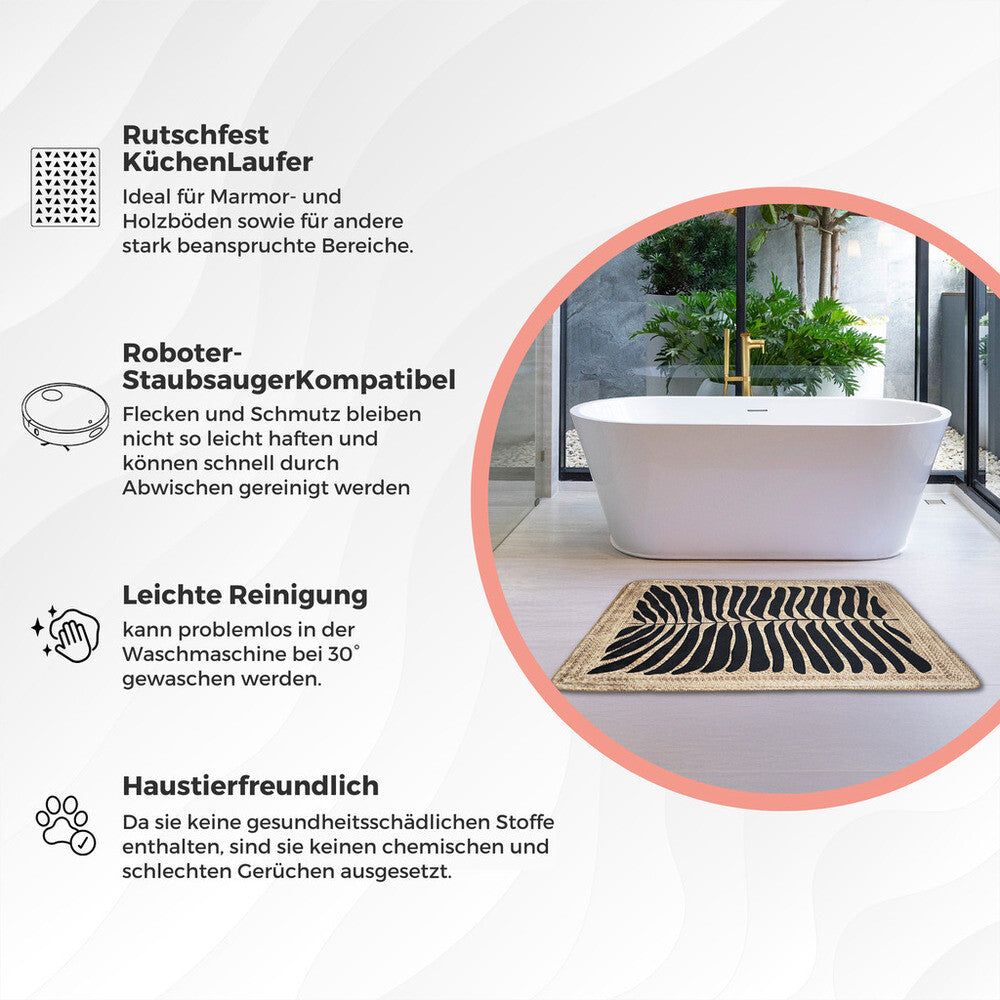 Miqna 2-tlg. rutschfestes Badteppich Set , waschbar (60x100 & 50x60 cm)