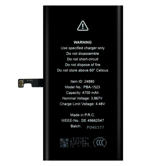 Prio Hochleistungsakku für iPhone 15 Plus (4750 mAh) - Universeller APN -