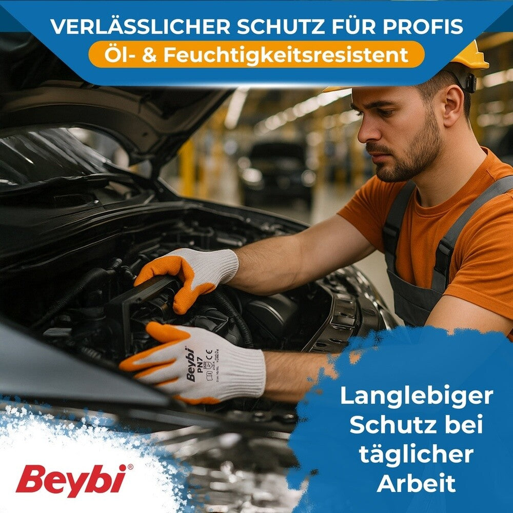 12 Paar Arbeitshandschuhe, Polyester, Gelb und Weiß