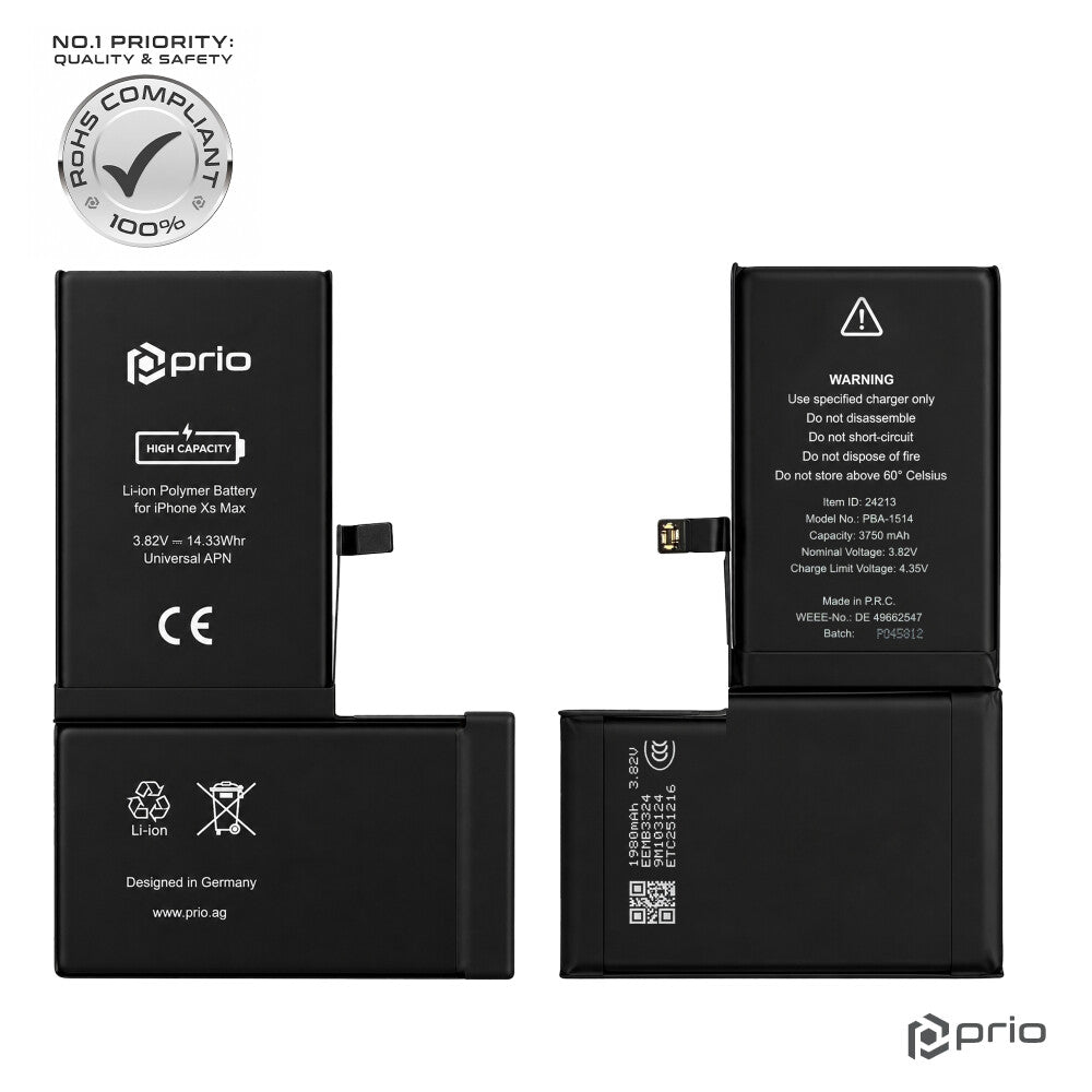prio Hochleistungsakku für iPhone XS Max (3750 mAh) - Universeller APN -