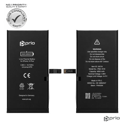 Prio Hochleistungsakku für iPhone 14 Plus (4850 mAh) - Universeller APN -