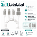 prio 3in1 Micro USB & USB C & Lightning zu USB A Kabel 3A 2m weiß