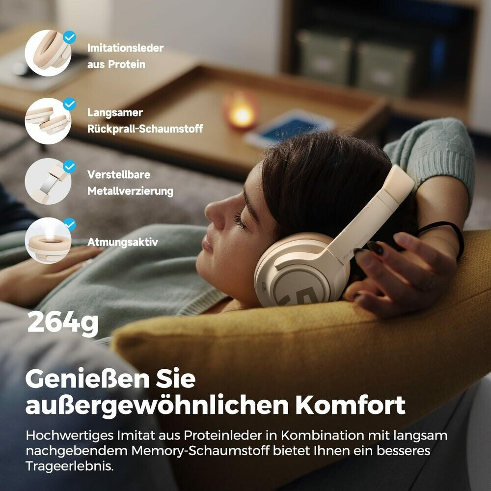 Original SoundPEATS Kabellose Bluetooth Space Overhead Headset Beige