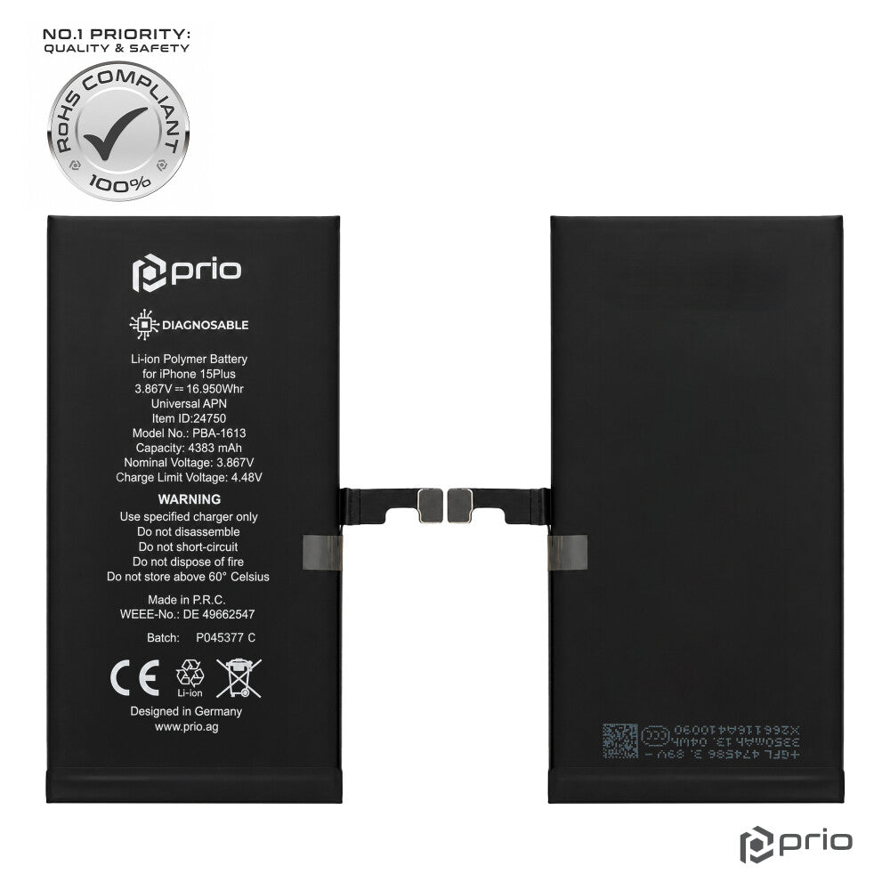 prio Diagnosefähiger Akku für iPhone 15 Plus