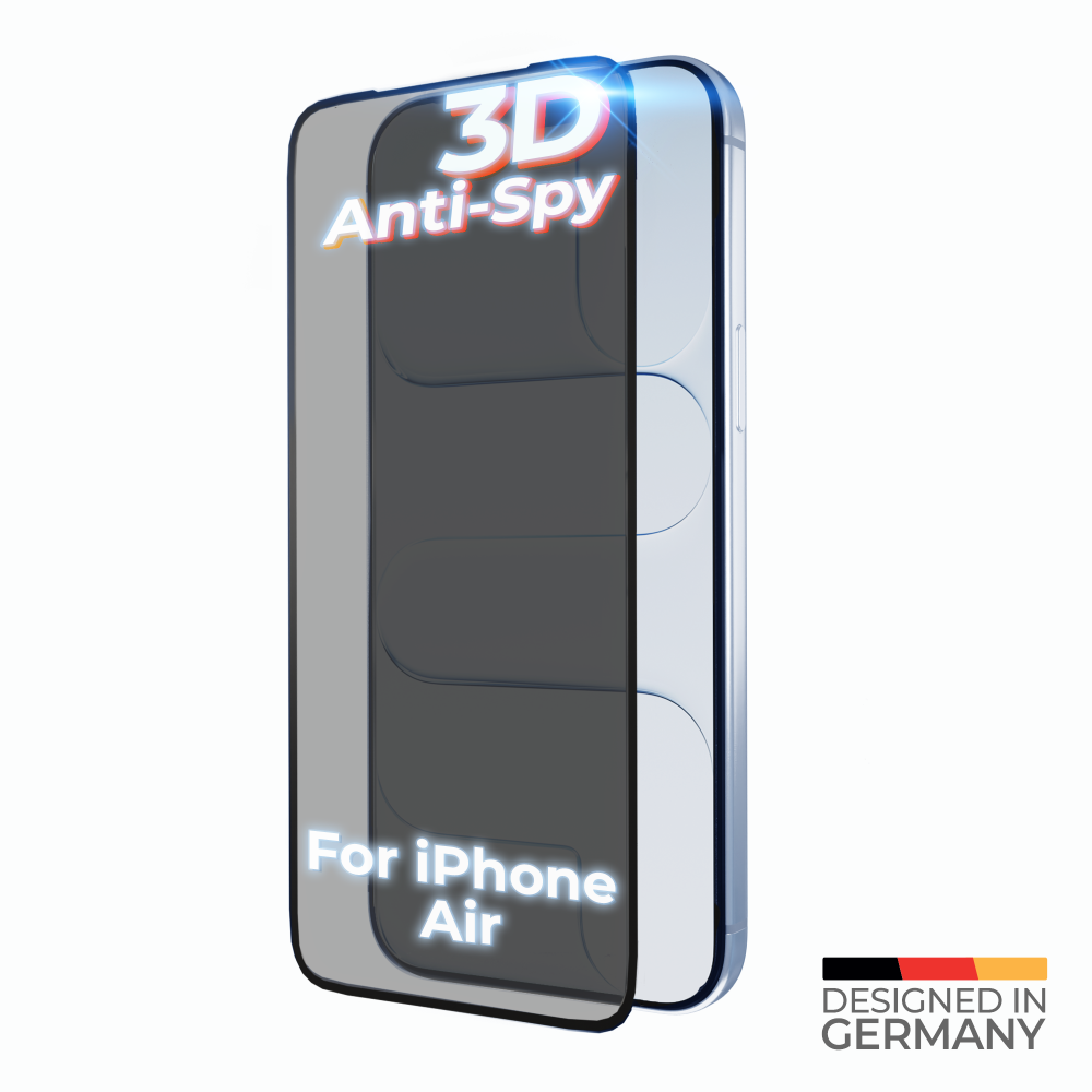 prio 3D Anti-Spy Panzerglas für iPhone 17 Air (6,5 Zoll) schwarz