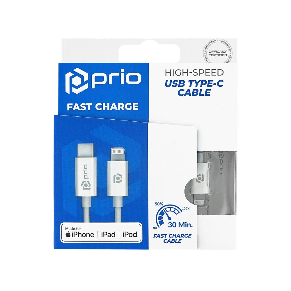 prio Charge&Sync USB C zu Lightning Kabel Mfi zertifiziert 1m weiß