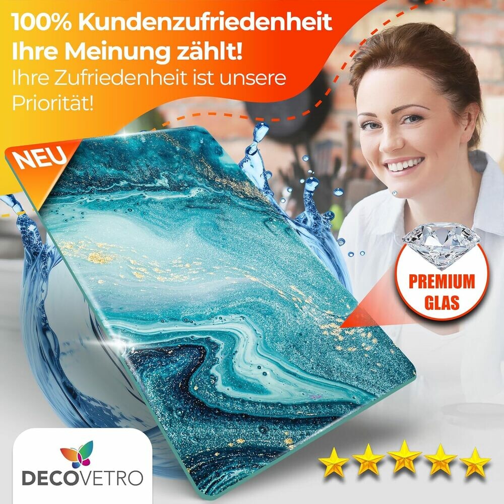 Decovetro Schneidebrett Glas |40x30cm | Glasschneidebrett | Leicht zu reinigen