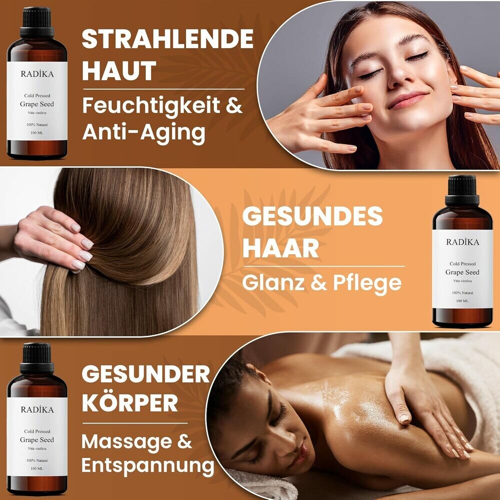 Traubenkernöl, Kaltgepresst, 100% Rein, BIO, natürlich, 100 ml