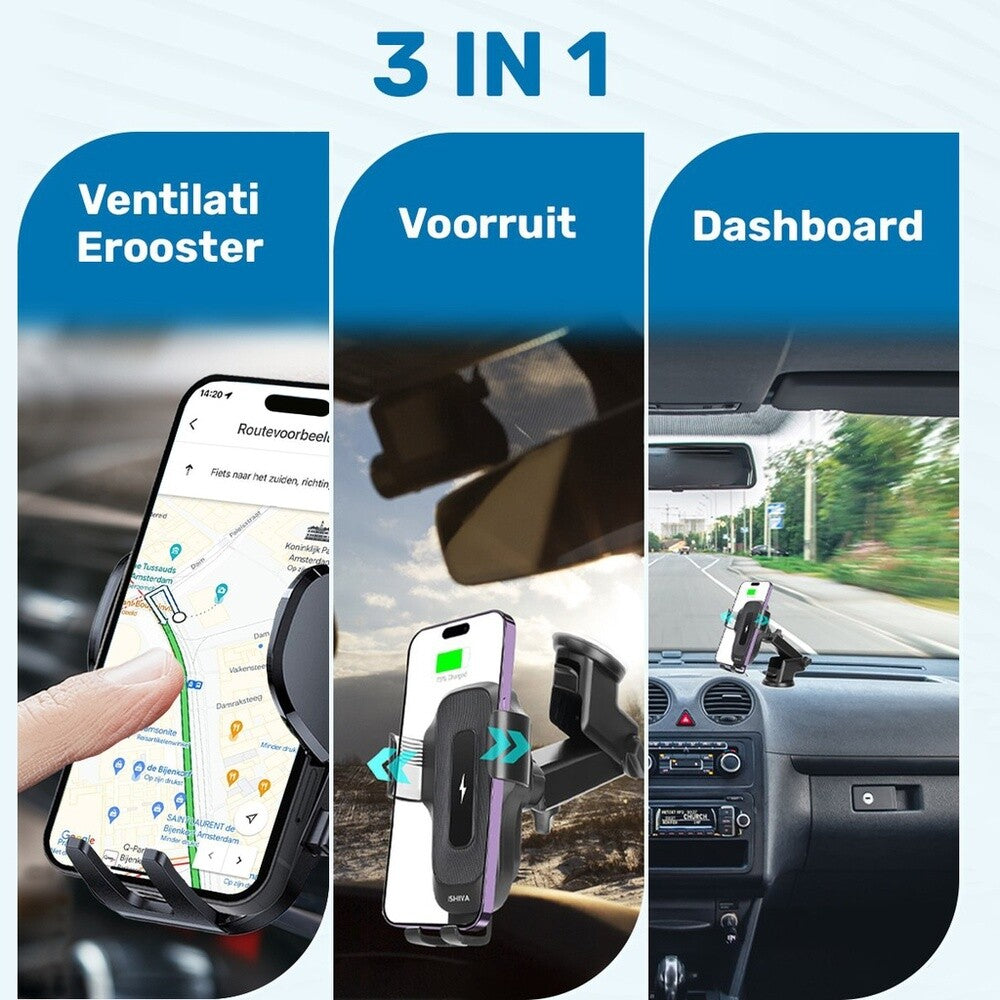 UFUZON 3in1 Kabelloser Telefonhalter mit Autoladegerät