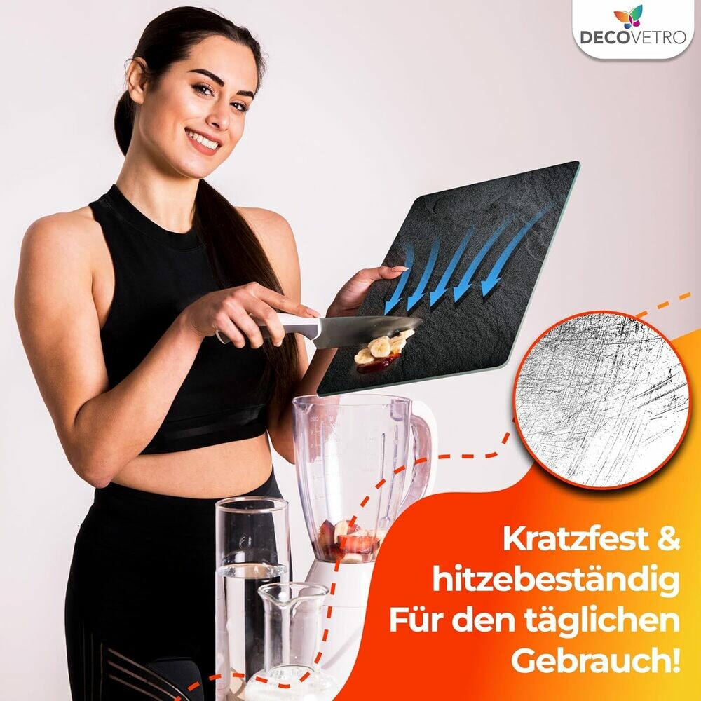 Decovetro Schneidebrett Glas |40x30cm | Glasschneidebrett | Leicht zu reinigen
