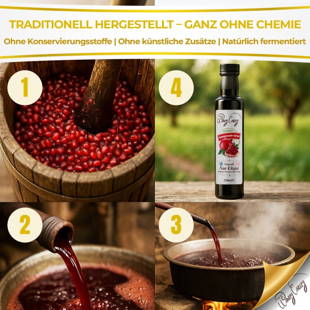 Granatapfelsirup natürlich, Bio-Granatapfel, ECOCERT Certification 350gr